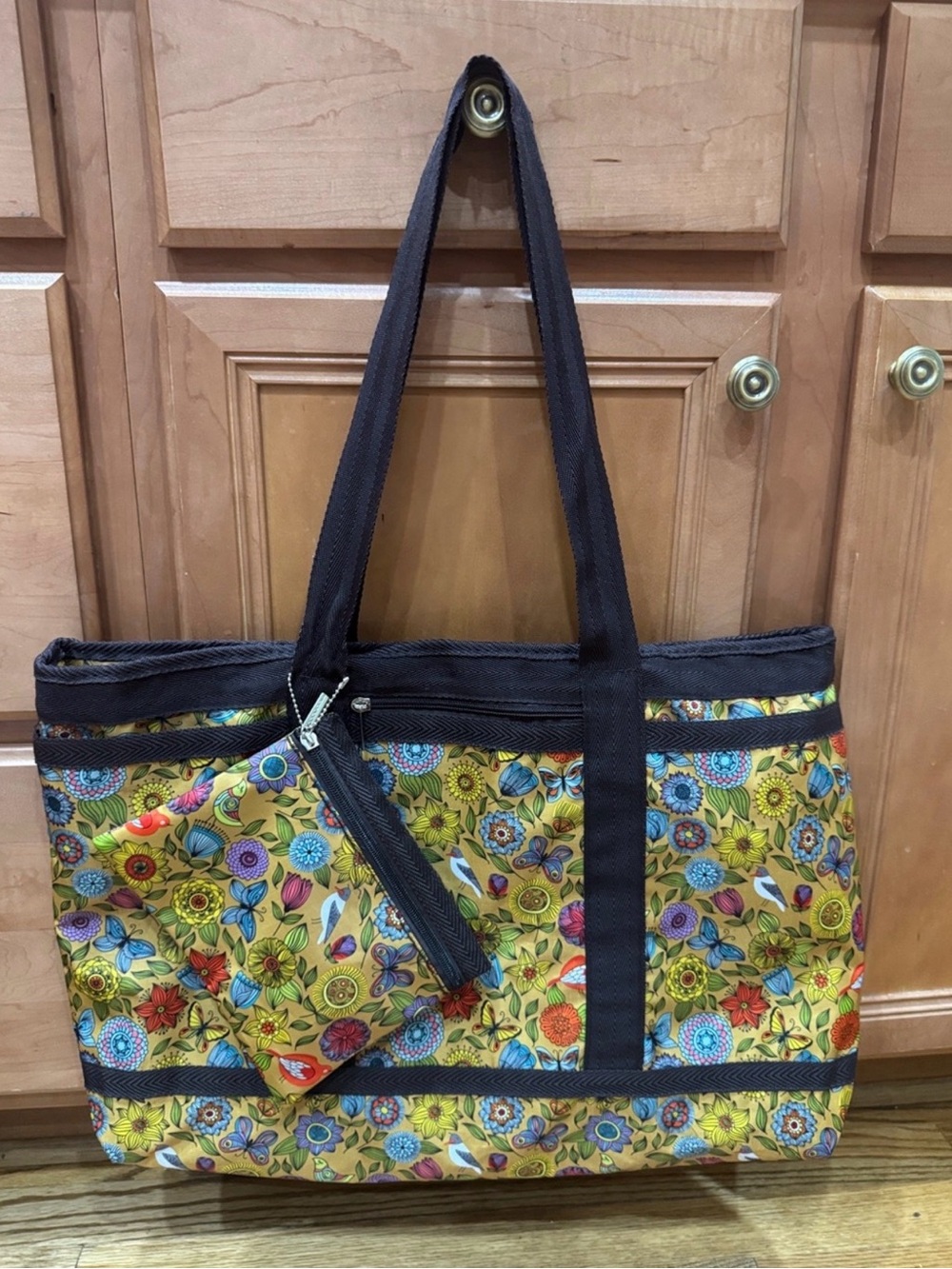 Branciano Gold Floral Birds Butterflies Tote Set (2 pieces), Boho, Cottagecore